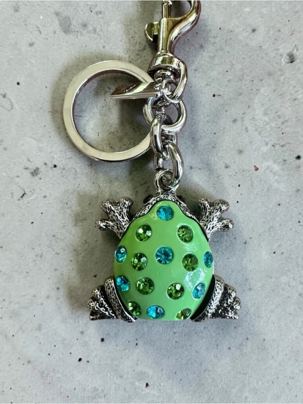 Green Crystal Frog Keychain Charm Bag Charm Rhinestone Key Ring Clip